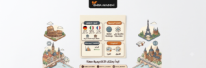 Study in Europe guide by Emisa Akademi highlighting tuition costs, steps from admission to visa, and top prestigious universities.